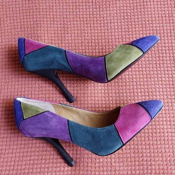 Nine West Multi-coloured Suede High Heel Shoes. Size 8M - Picture 3 of 12